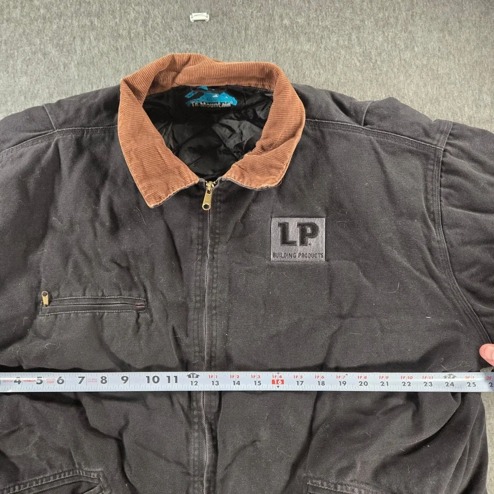 Vintage Tri-Mountain Canvas Detroit Jacket Mens 2XL Black Corduroy Quilt‎ Lined